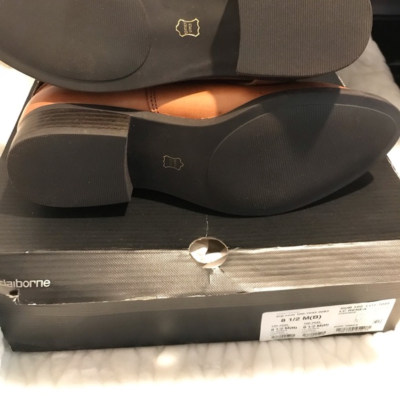 New tall Leather Boots 8 1/2  Cognac color still in box Liz Claiborne - Picture 6 of 16